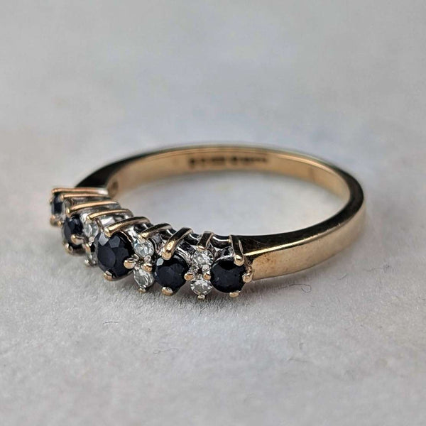 1991 British Vintage K9 Gold Sapphire & Zirconia Ring (Japanese size 12)
