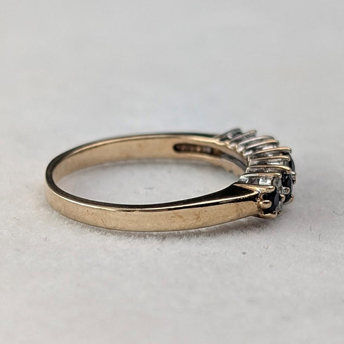 1991 British Vintage K9 Gold Sapphire & Zirconia Ring (Japanese size 12)