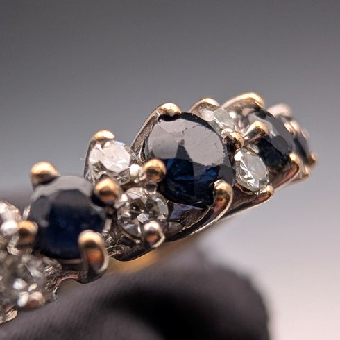 1991 British Vintage K9 Gold Sapphire & Zirconia Ring (Japanese size 12)