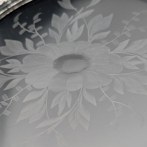 1930年代美國復古銀飾新藝術風格裝飾玻璃盤一對,直徑21厘米