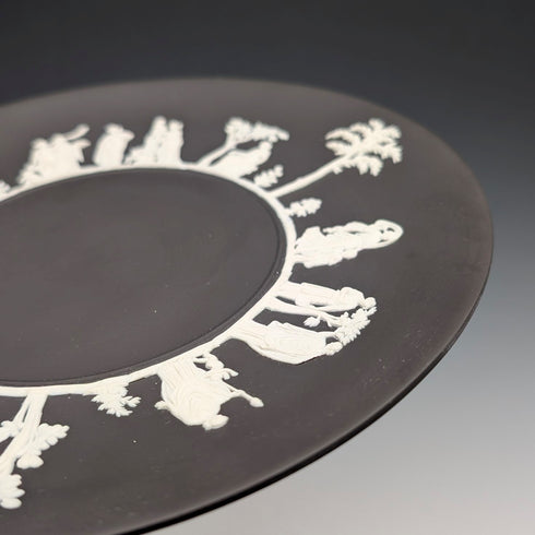 British Vintage Wedgwood Black Jasperware Plate, 23cm Diameter, Boxed