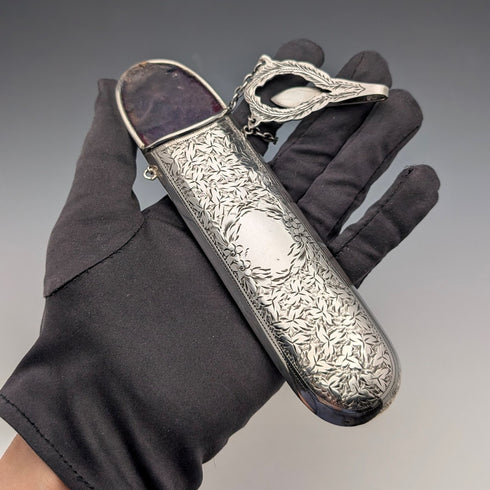 1904年 英国アンティーク 純銀製 シャトレーン メガネケース 61g CHARLES LYSTER & SON