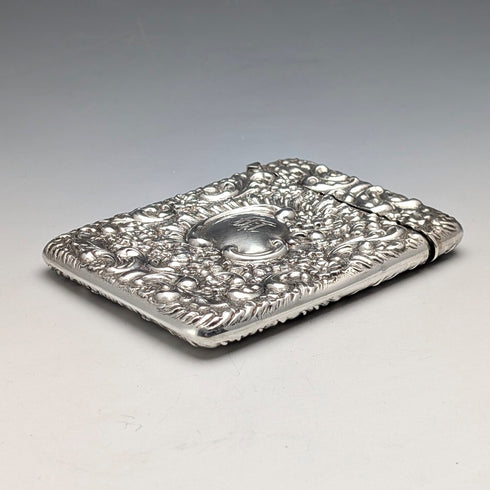 1903年 英国アンティーク 浮き彫り彫刻 純銀製カードケース 81g William Neale