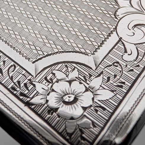 1869 British Antique Sterling Silver Card Case, 56g, Boxed, Frederick Marson