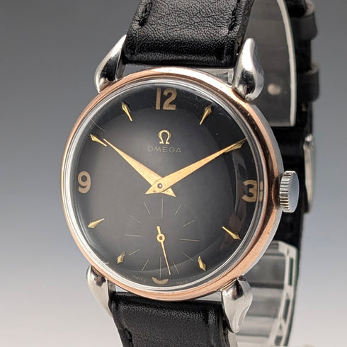 1946年頃 オメガ 紳士用 機械式腕時計 Cal.30T2PC スパイダーラグ ブラックダイヤル 動作良好