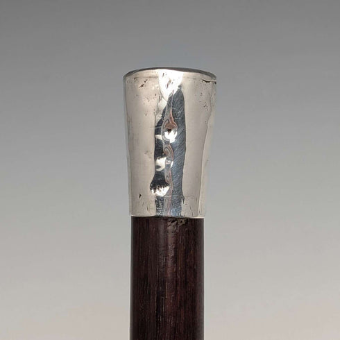 1880年英國古董棕色桿純銀圓頭手柄手杖,長83厘米
