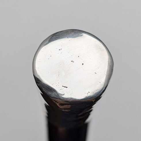 1880 British antique brown shaft sterling silver rondelle handle walking stick, 83cm