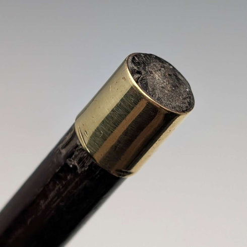 1880年英國古董棕色桿純銀圓頭手柄手杖,長83厘米