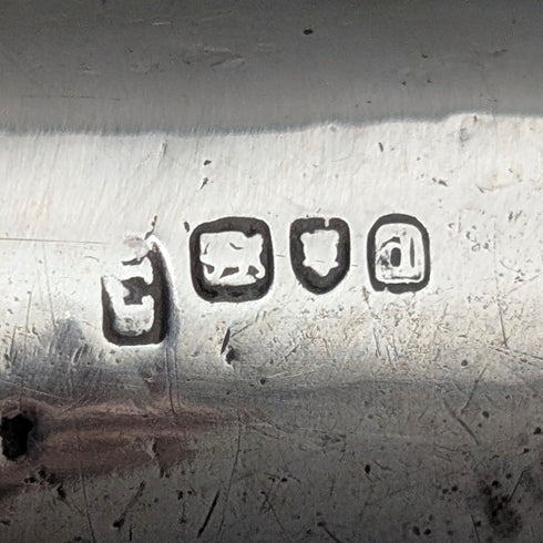 1899 British Antique Black Shaft L-Handle Sterling Silver Decorated Lightweight Walking Stick, 90cm