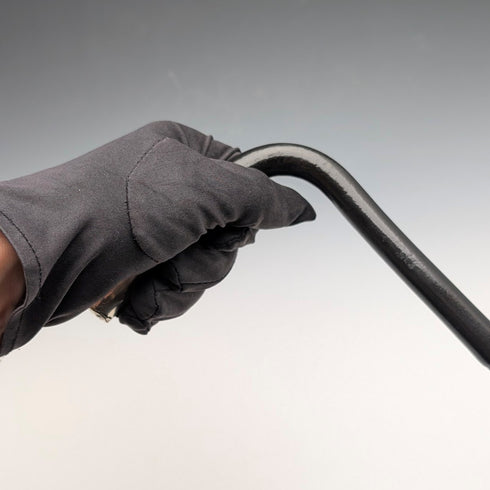 1899 British Antique Black Shaft L-Handle Sterling Silver Decorated Lightweight Walking Stick, 90cm