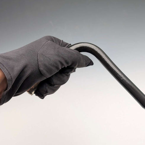 1899 British Antique Black Shaft L-Handle Sterling Silver Decorated Lightweight Walking Stick, 90cm