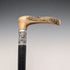 1911 British Antique Black Shaft Sterling Silver Antler L-Handle Walking Stick, 77cm
