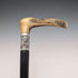 1911 British Antique Black Shaft Sterling Silver Antler L-Handle Walking Stick, 77cm