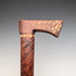 Vintage brown shaft walking stick with carved wood accents and an axe-shaped handle, 85cm