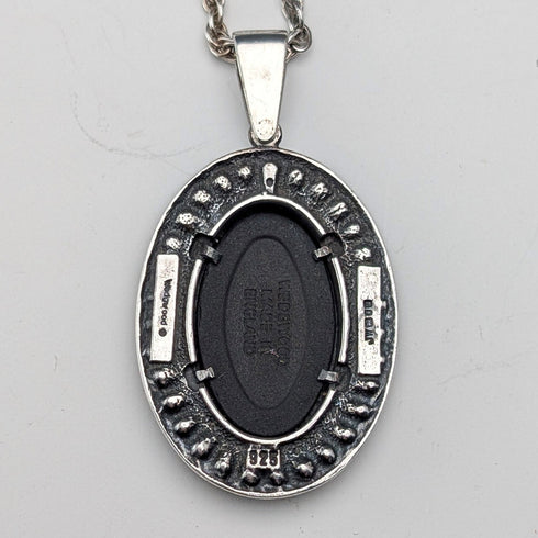 British Vintage Wedgwood Sterling Silver and Black Jasper Pendant with Sterling Silver Chain