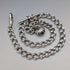 Circa 1897 British Antique Sterling Silver Albert Chain, 46g, Mother of Pearl Charm Fob