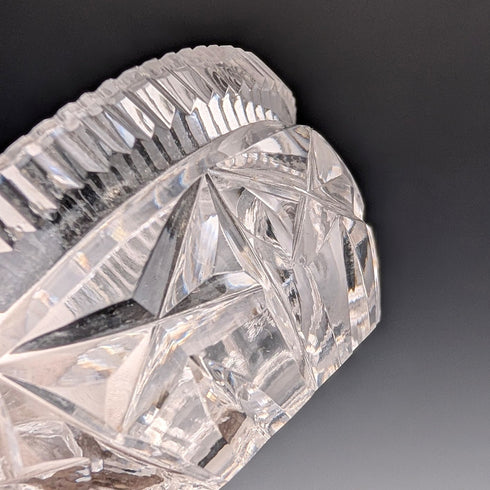 1929年英國古董切割玻璃碟與純銀湯匙套裝,共4件,Joseph Rodgers & Sons出品,含原廠盒