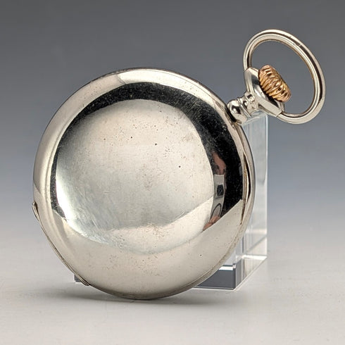 1910年代 アンティーク スイス無銘 8日巻き懐中時計 合金ケース 動作良好