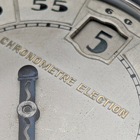 1920s Antique Swiss Election Jumping Hour Pocket Watch, Silver Case, Working Condition