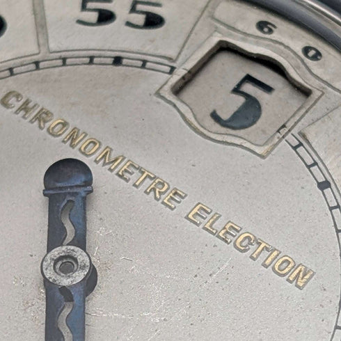 1920s Antique Swiss Election Jumping Hour Pocket Watch, Silver Case, Working Condition