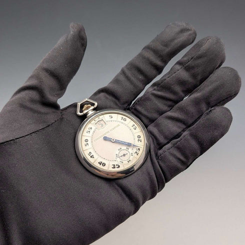 1920s Antique Swiss Election Jumping Hour Pocket Watch, Silver Case, Working Condition
