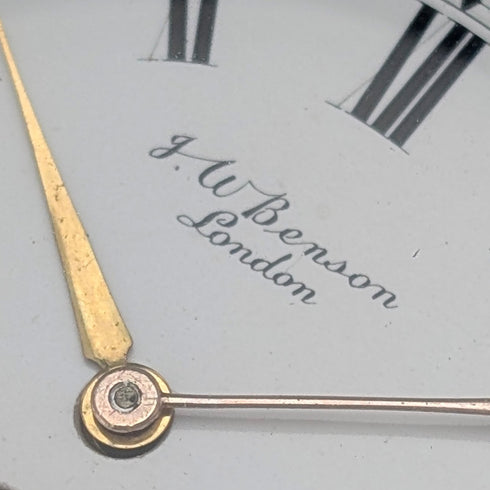 1898年英國古董JW Benson BANK懷錶,純銀錶殼,開面設計,走時良好