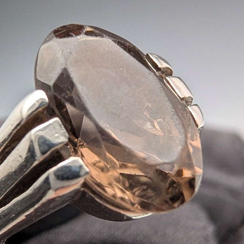 Vintage sterling silver smoky quartz ring (size 14)