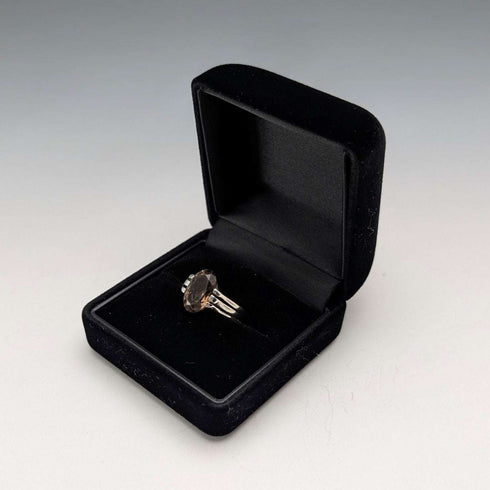 Vintage sterling silver smoky quartz ring (size 14)
