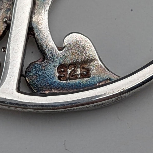 Vintage Sterling Silver Mackintosh Rose Art Nouveau Round Brooch