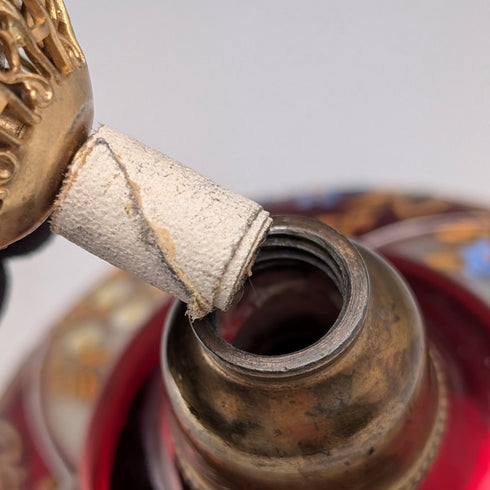 アンティーク ボヘミアンガラス アール・ヌーヴォー エナメル彩 花紋 香水瓶