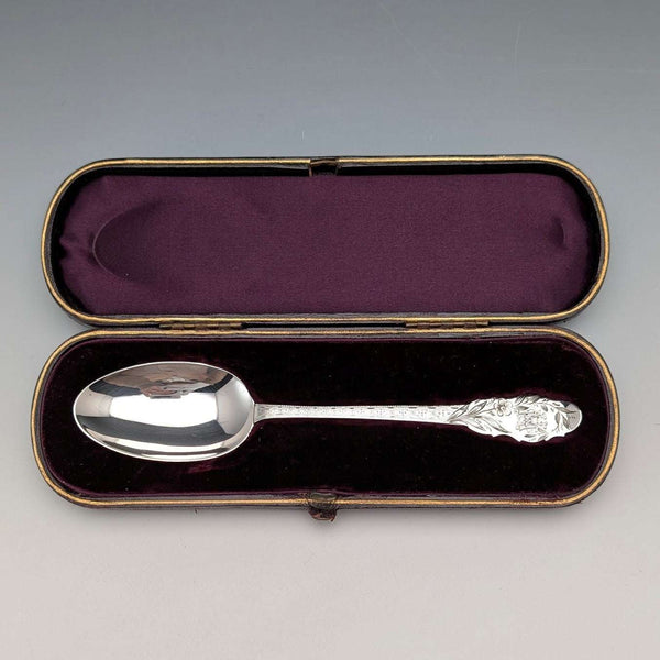 1890年英國古董純銀洗禮勺,24克,Stokes & Ireland出品,附盒