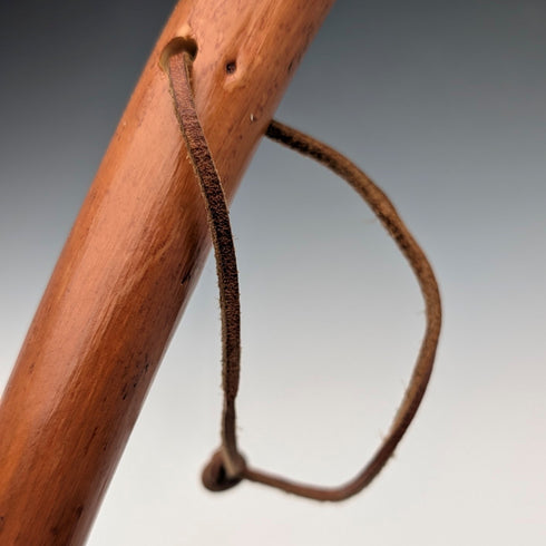 Vintage Natural Wood Hiking Stick with Leather Strap, 124cm