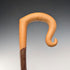 Vintage large curved handle hazel shaft shepherd's walking stick, 132cm