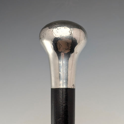 英国アンティーク ブラックシャフト 純銀プレーンロンデルハンドル ステッキ 87cm