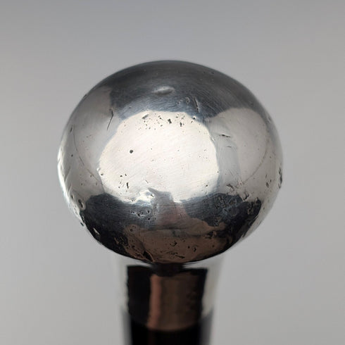 英国アンティーク ブラックシャフト 純銀プレーンロンデルハンドル ステッキ 87cm