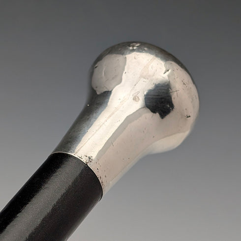 英国アンティーク ブラックシャフト 純銀プレーンロンデルハンドル ステッキ 87cm