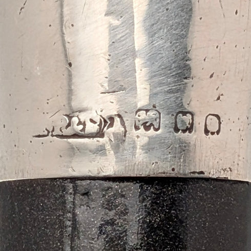 英国アンティーク ブラックシャフト 純銀プレーンロンデルハンドル ステッキ 87cm