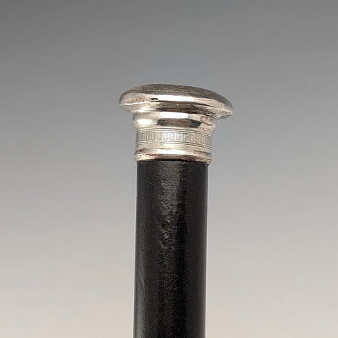 1874年 英国アンティーク ブラックシャフト 純銀彫刻ロンデルハンドル ステッキ 82cm
