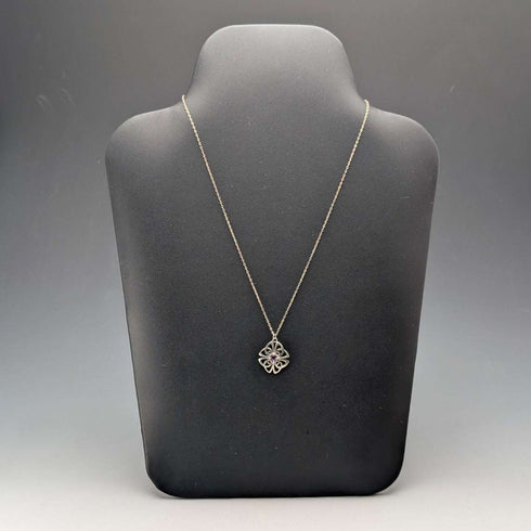 Vintage sterling silver amethyst pendant with sterling silver chain.
