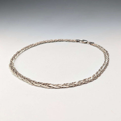 Vintage Sterling Silver Herringbone Rope Chain Necklace, 42cm, 25g