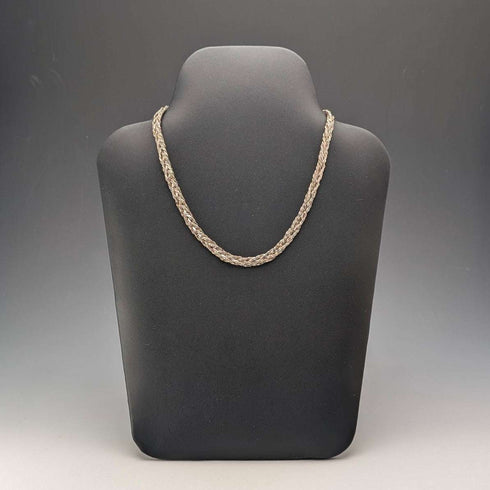 Vintage Sterling Silver Herringbone Rope Chain Necklace, 42cm, 25g