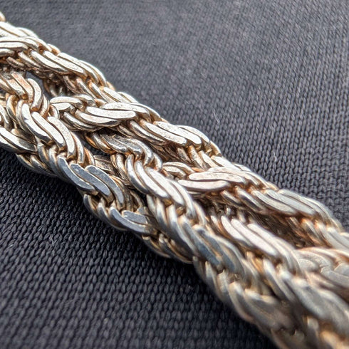 Vintage Sterling Silver Herringbone Rope Chain Necklace, 42cm, 25g