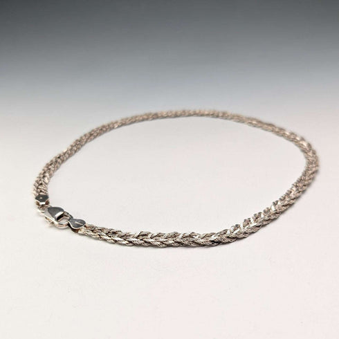Vintage Sterling Silver Herringbone Rope Chain Necklace, 42cm, 25g