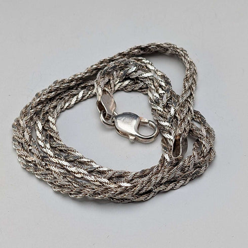 Vintage Sterling Silver Herringbone Rope Chain Necklace, 42cm, 25g