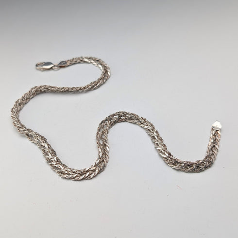 復古純銀人字紋繩鏈項鍊,42厘米,25克