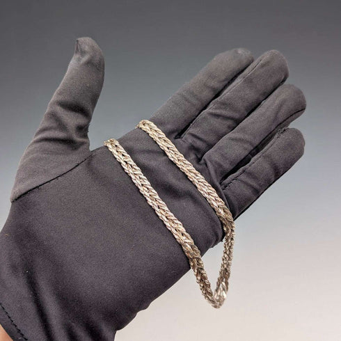 Vintage Sterling Silver Herringbone Rope Chain Necklace, 42cm, 25g