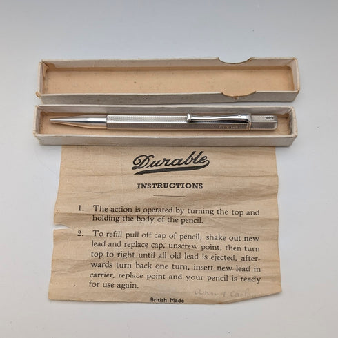 1958年英國Villiers & Jackson出品的純銀六角形按壓式自動鉛筆,附原廠盒