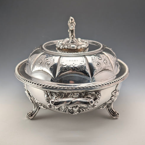 Circa 1870, British antique silver-plated oval-shaped entree dish