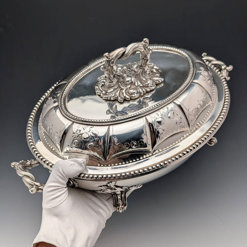 1870年頃 英国アンティーク シルバープレート製 オーバル型 エントレーディッシュ MARTIN HALL