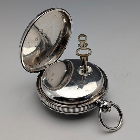 1873 British Antique Decorative Dial Key-Wound Pocket Watch, 54mm Diameter, Isaac Goldman, Junk Item